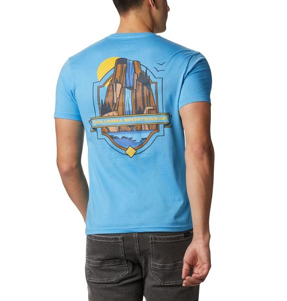 Columbia PFG T-Shirt Men Blue USA (US450732)
